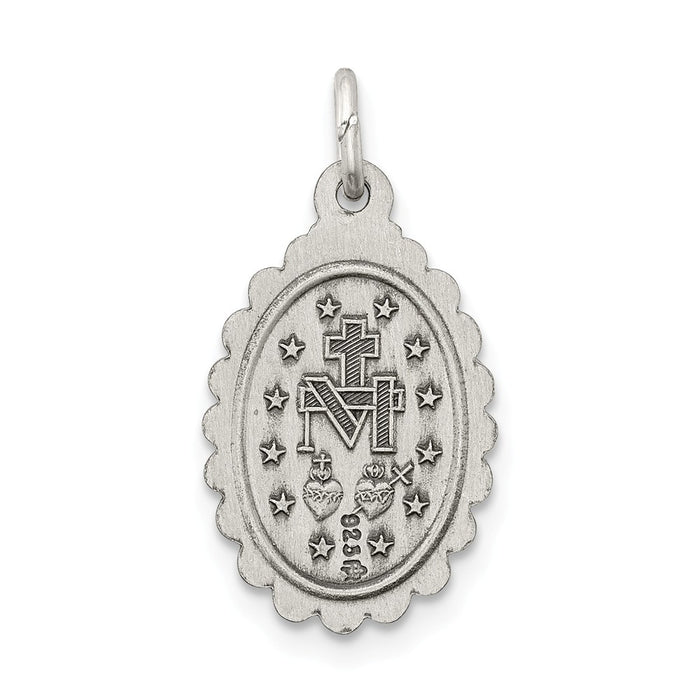 Million Charms 925 Sterling Silver Antiqued Religious Miraculous Medal