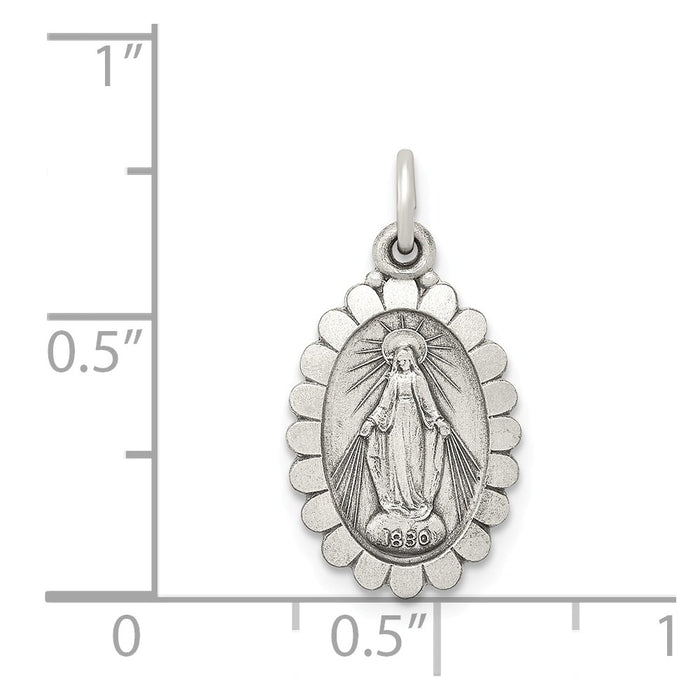 Million Charms 925 Sterling Silver Antiqued Religious Miraculous Medal