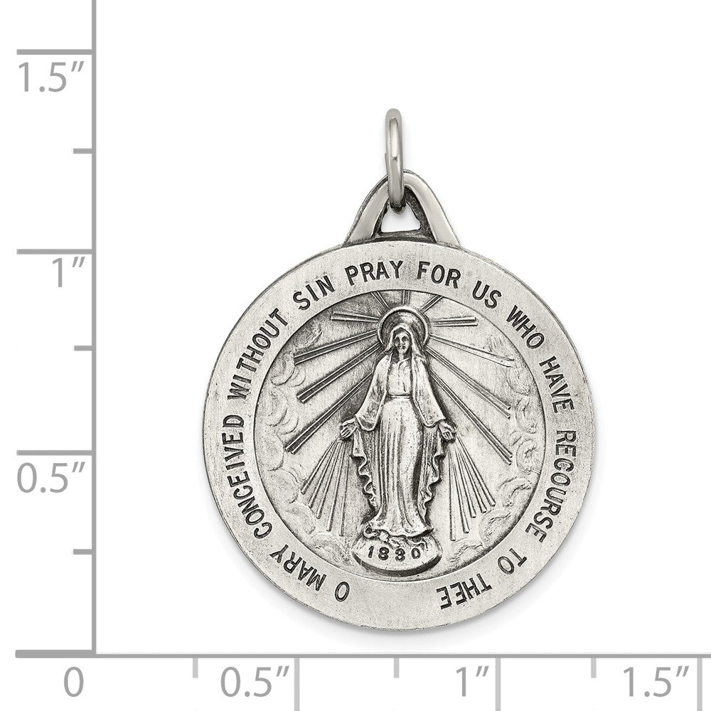 Million Charms 925 Sterling Silver Antiqued Religious Miraculous Medal