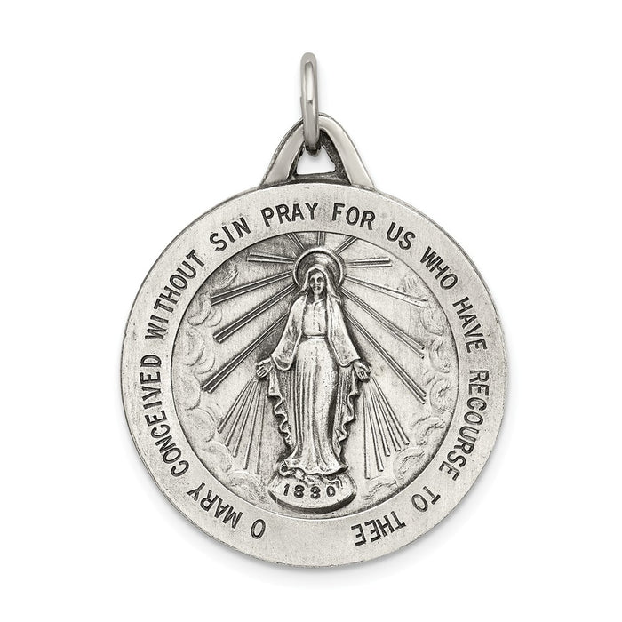 Million Charms 925 Sterling Silver Antiqued Religious Miraculous Medal