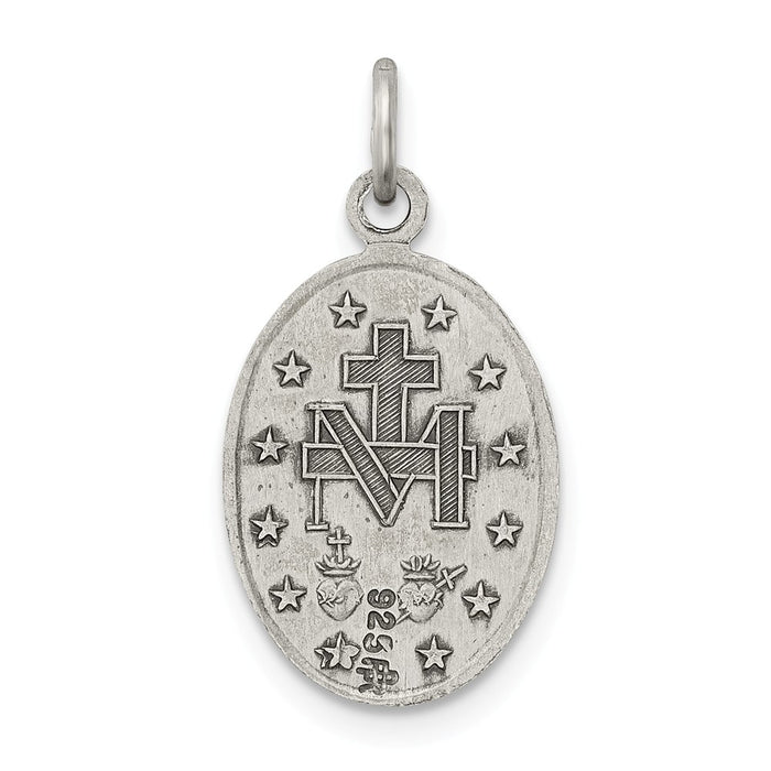 Million Charms 925 Sterling Silver Antiqued Religious Miraculous Medal