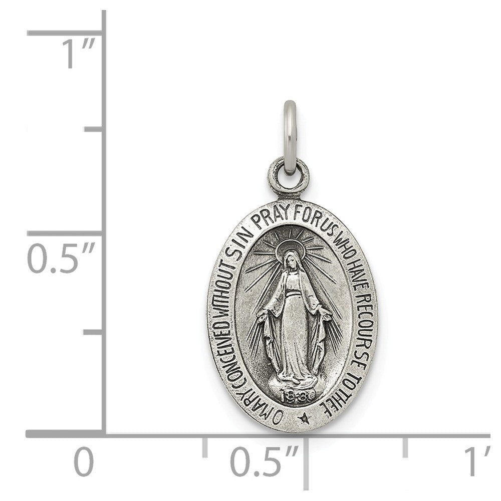 Million Charms 925 Sterling Silver Antiqued Religious Miraculous Medal