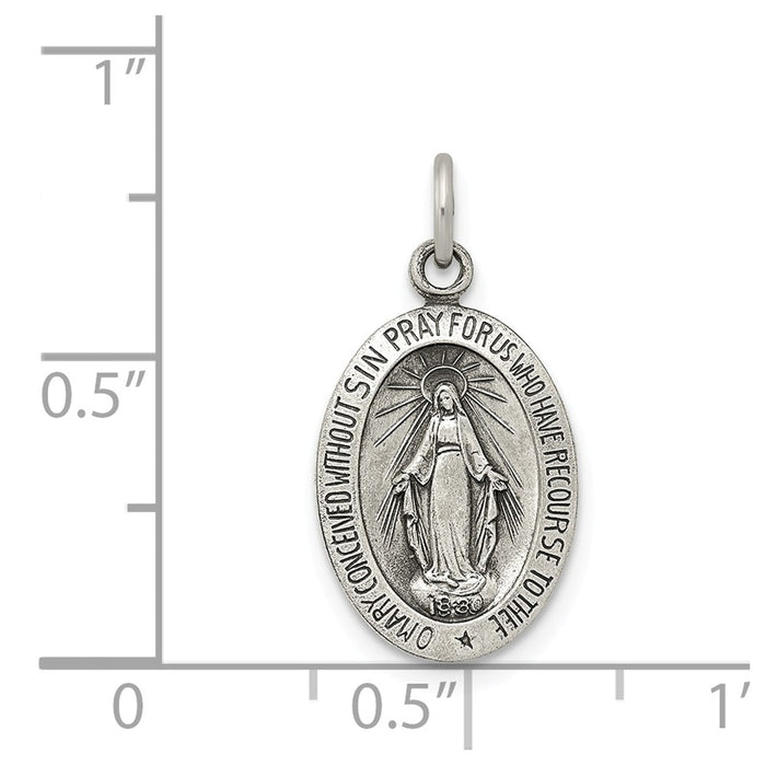 Million Charms 925 Sterling Silver Antiqued Religious Miraculous Medal