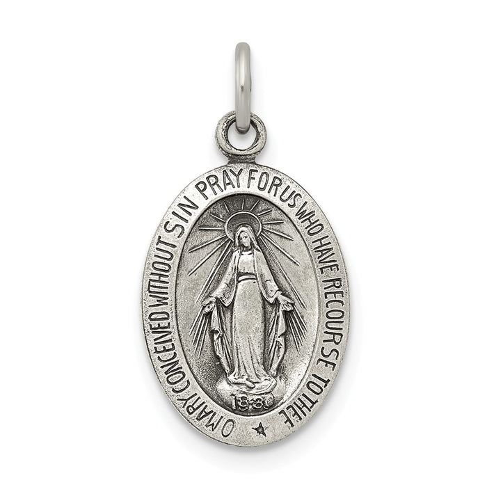 Million Charms 925 Sterling Silver Antiqued Religious Miraculous Medal