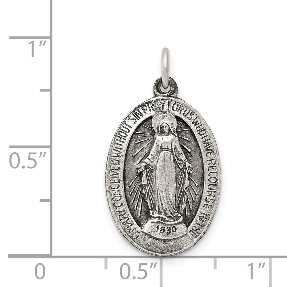 Million Charms 925 Sterling Silver Antiqued Religious Miraculous Medal