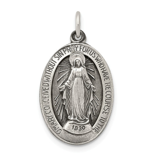 Million Charms 925 Sterling Silver Antiqued Religious Miraculous Medal