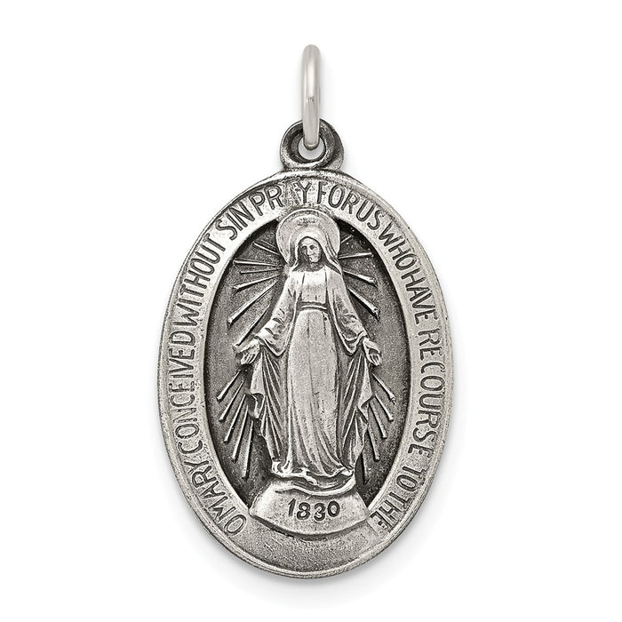 Million Charms 925 Sterling Silver Antiqued Religious Miraculous Medal