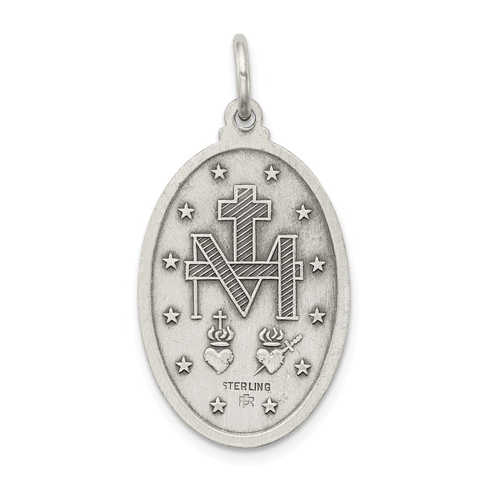 Million Charms 925 Sterling Silver Antiqued Religious Miraculous Medal