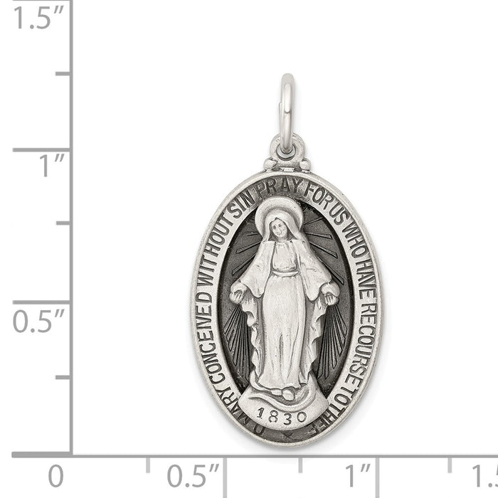 Million Charms 925 Sterling Silver Antiqued Religious Miraculous Medal