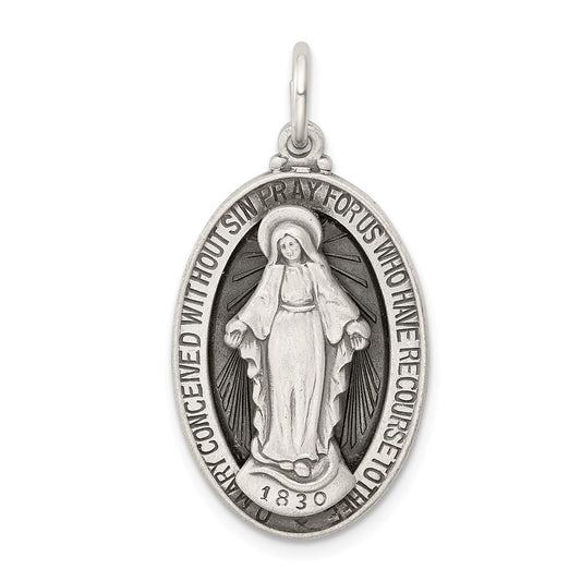 Million Charms 925 Sterling Silver Antiqued Religious Miraculous Medal