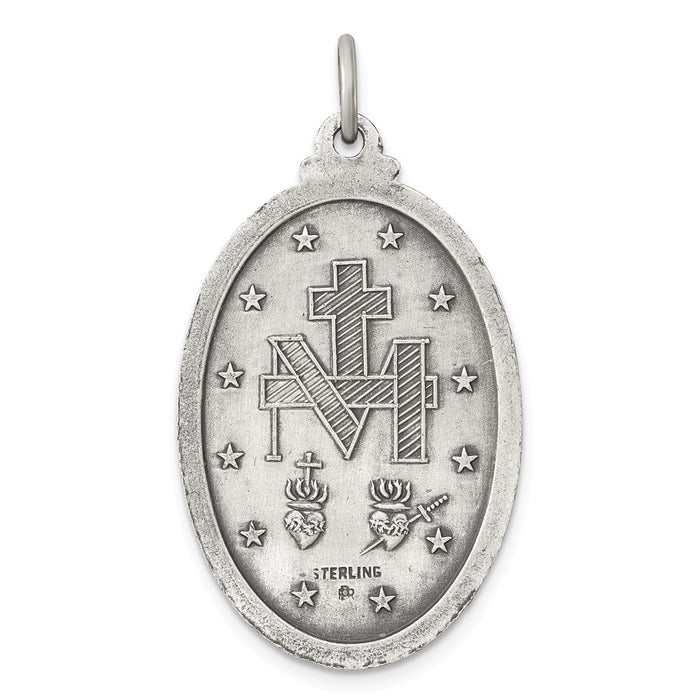 Million Charms 925 Sterling Silver Antiqued Religious Miraculous Medal