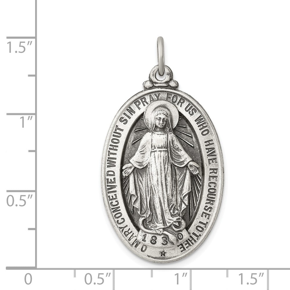 Million Charms 925 Sterling Silver Antiqued Religious Miraculous Medal