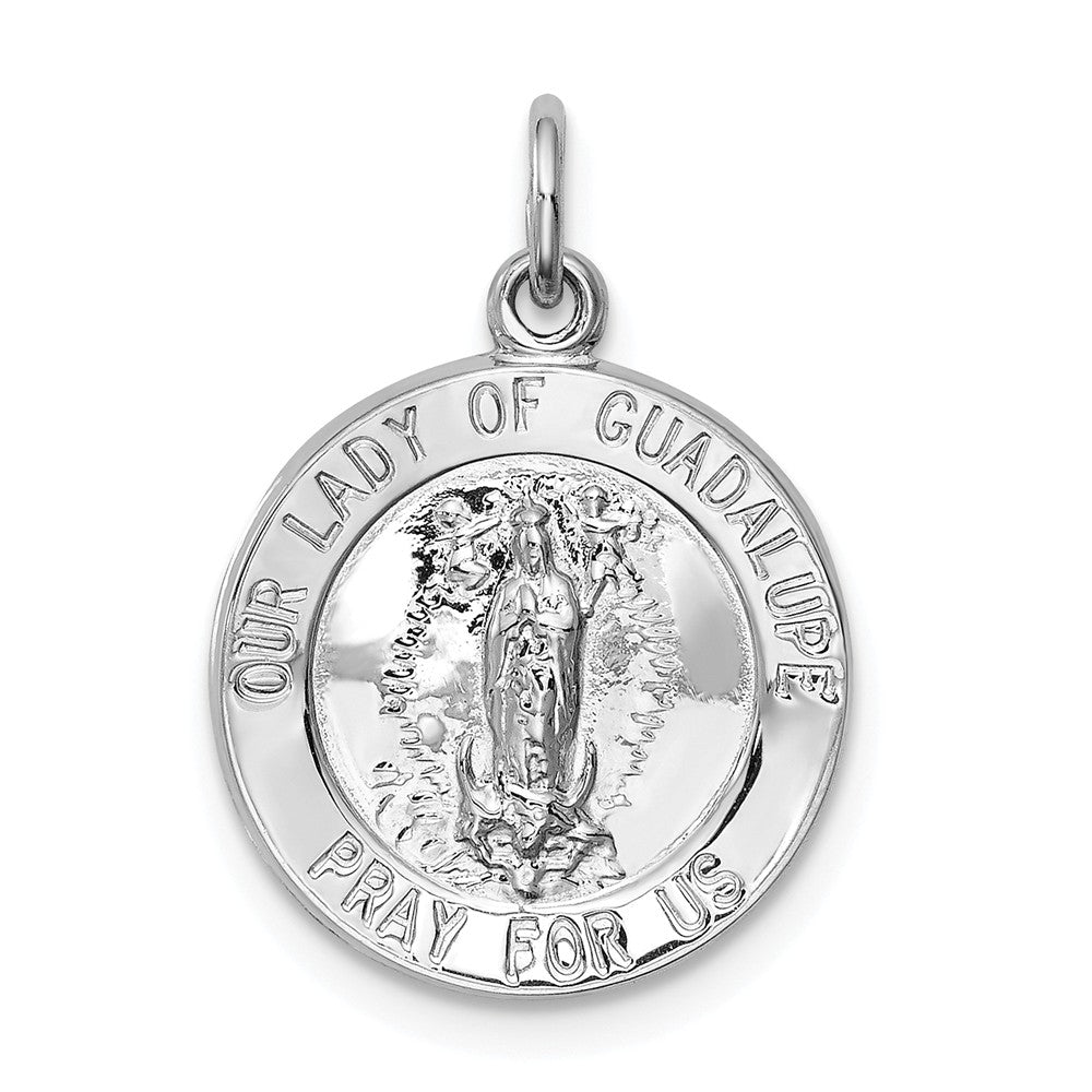 Million Charms 925 Sterling Silver Rhodium-Plated Relgious Our Lady Of Guadalupe Medal
