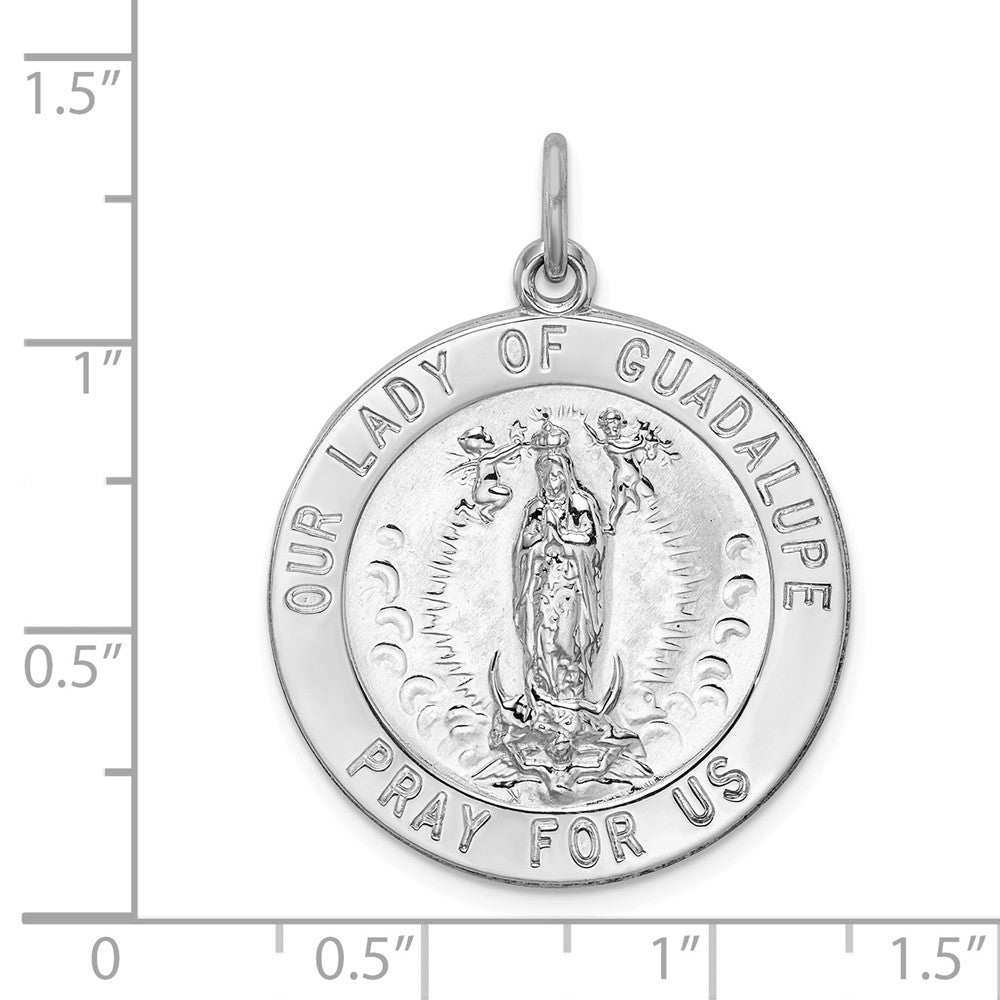 Million Charms 925 Sterling Silver Rhodium-Plated Relgious Our Lady Of Guadalupe Medal