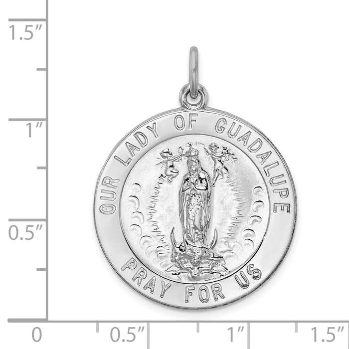 Million Charms 925 Sterling Silver Rhodium-Plated Relgious Our Lady Of Guadalupe Medal