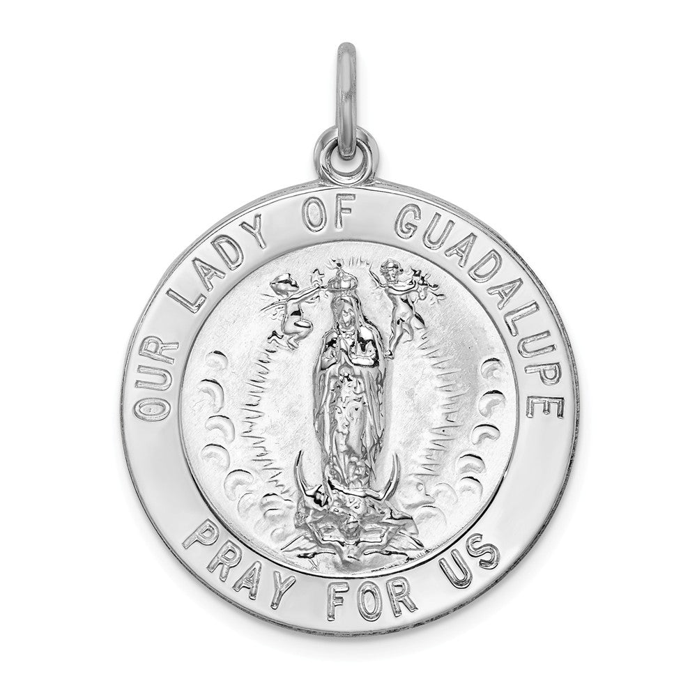 Million Charms 925 Sterling Silver Rhodium-Plated Relgious Our Lady Of Guadalupe Medal