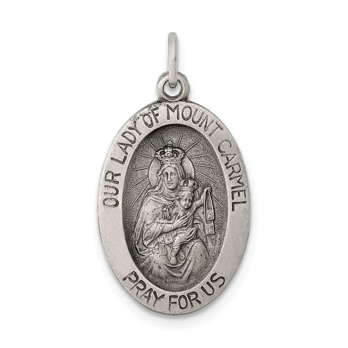 Million Charms 925 Sterling Silver Antiqued Relgious Our Lady Of Mt.Carmel Medal