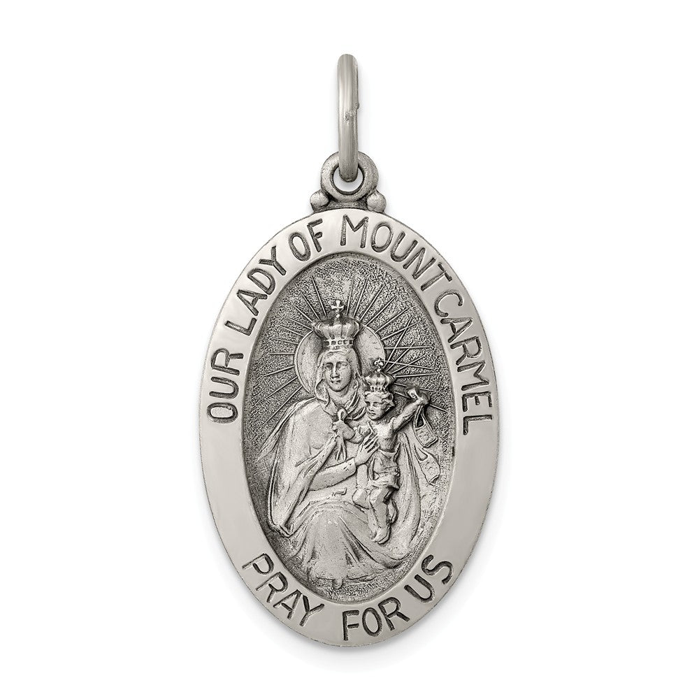 Million Charms 925 Sterling Silver Antiqued Relgious Our Lady Of Mount Carmel Medal