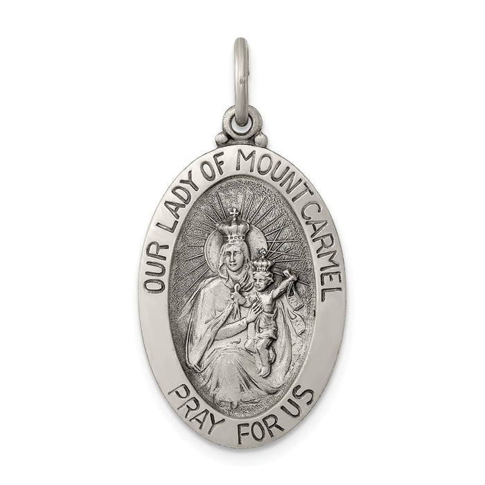 Million Charms 925 Sterling Silver Antiqued Relgious Our Lady Of Mount Carmel Medal