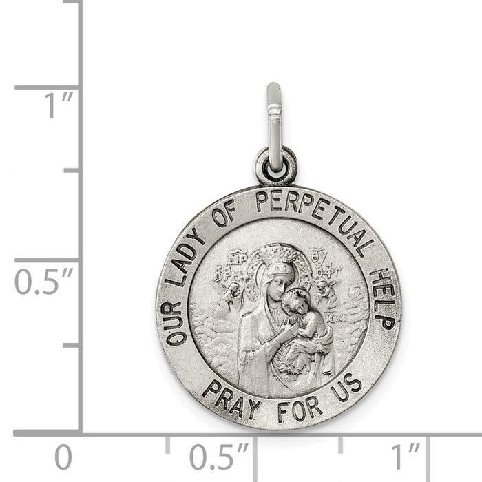 Million Charms 925 Sterling Silver Relgious Our Lady Of Perpetual Help Round Medal