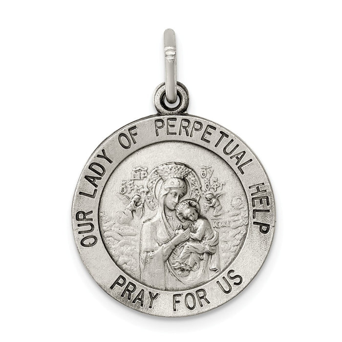 Million Charms 925 Sterling Silver Relgious Our Lady Of Perpetual Help Round Medal