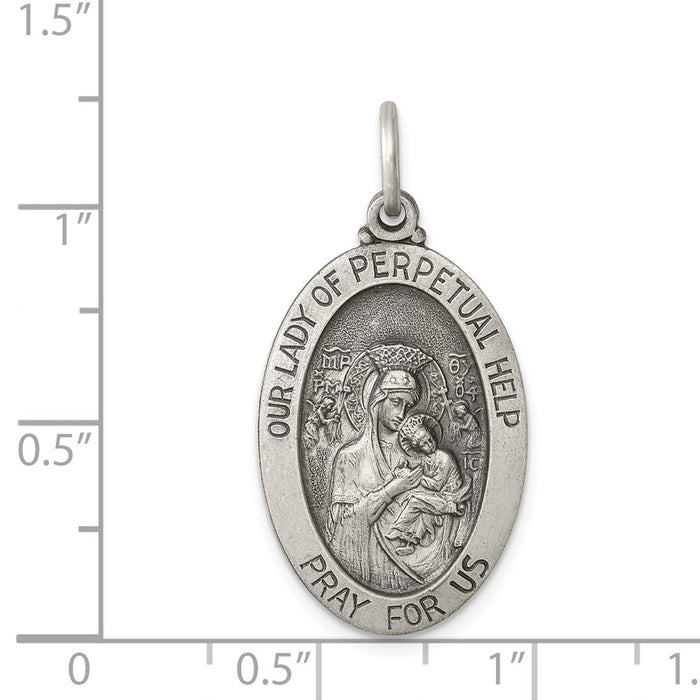 Million Charms 925 Sterling Silver Antiqued Relgious Our Lady Of Perpetual Help Medal