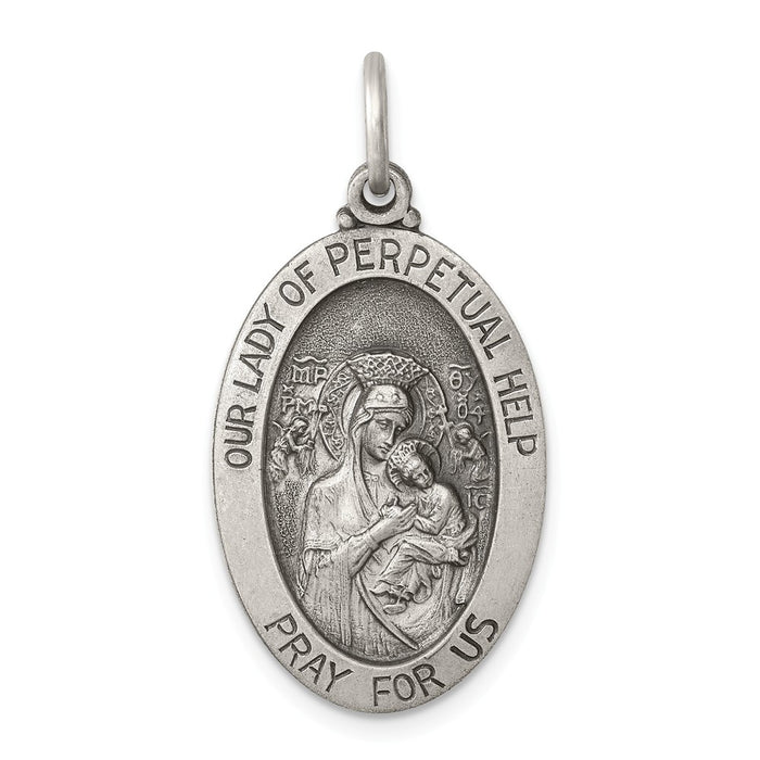 Million Charms 925 Sterling Silver Antiqued Relgious Our Lady Of Perpetual Help Medal