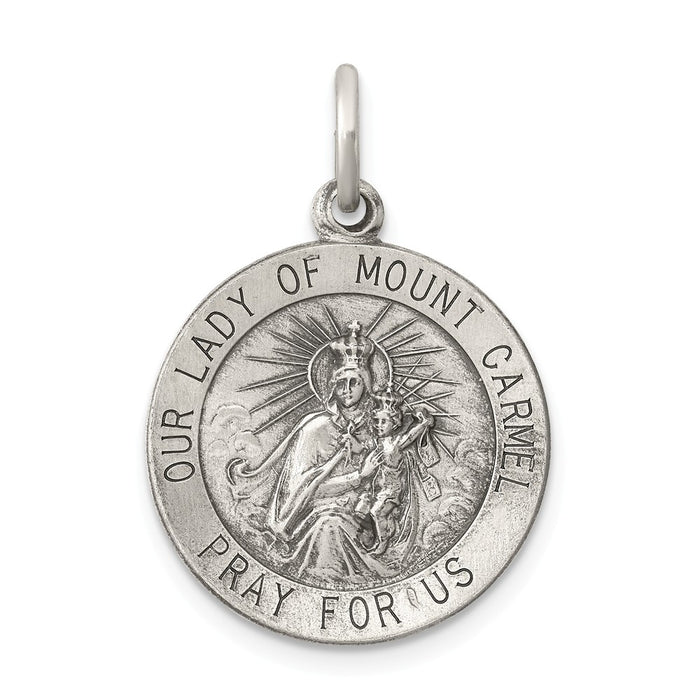 Million Charms 925 Sterling Silver Antiqued Relgious Our Lady Of Mount Carmel Medal