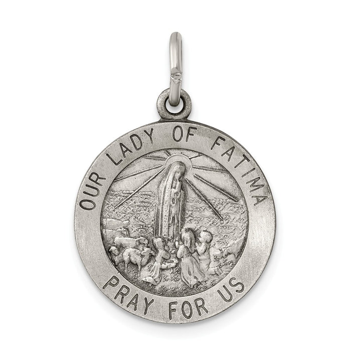 Million Charms 925 Sterling Silver Antiqued Relgious Our Lady Of Fatima Medal