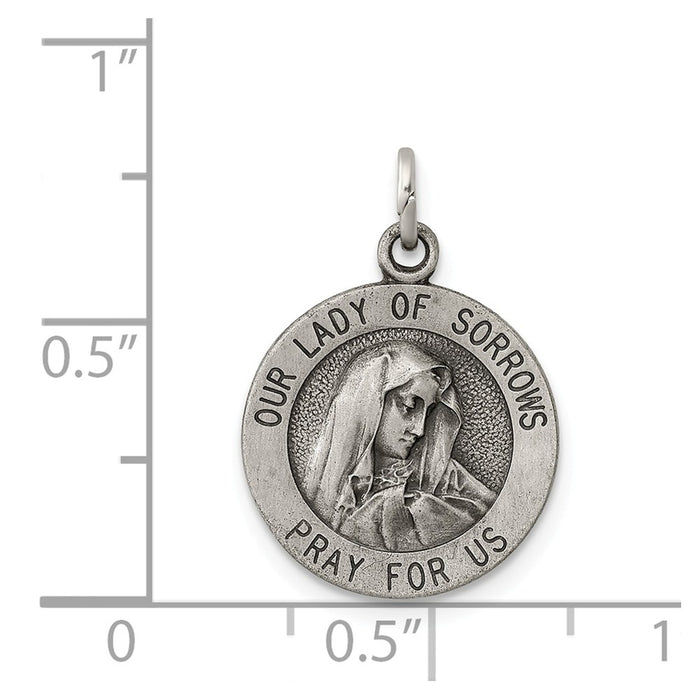 Million Charms 925 Sterling Silver Antiqued Relgious Our Lady Of Sorrows Medal