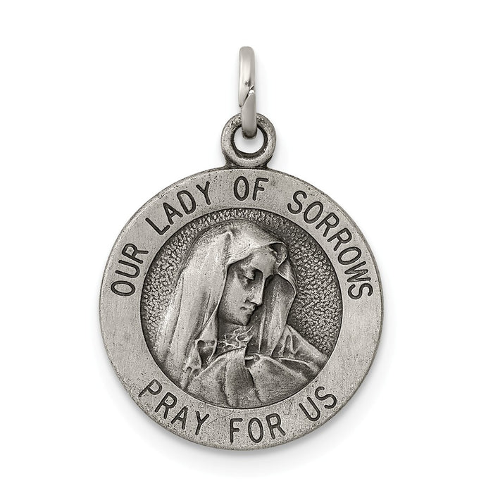 Million Charms 925 Sterling Silver Antiqued Relgious Our Lady Of Sorrows Medal