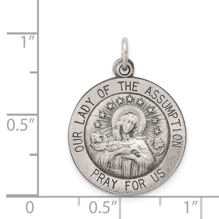 Million Charms 925 Sterling Silver Antiqued Relgious Our Lady Of The Assumption Medal