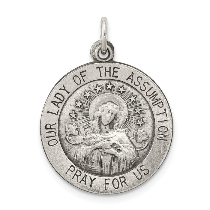 Million Charms 925 Sterling Silver Antiqued Relgious Our Lady Of The Assumption Medal