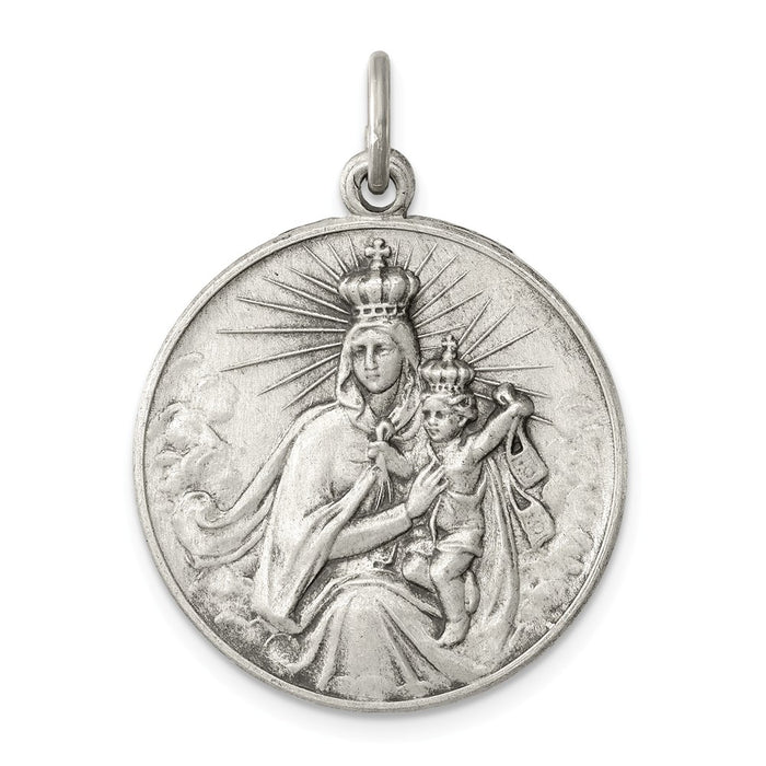 Million Charms 925 Sterling Silver Antiqued Relgious Our Lady Of The Holy Scapular Medal