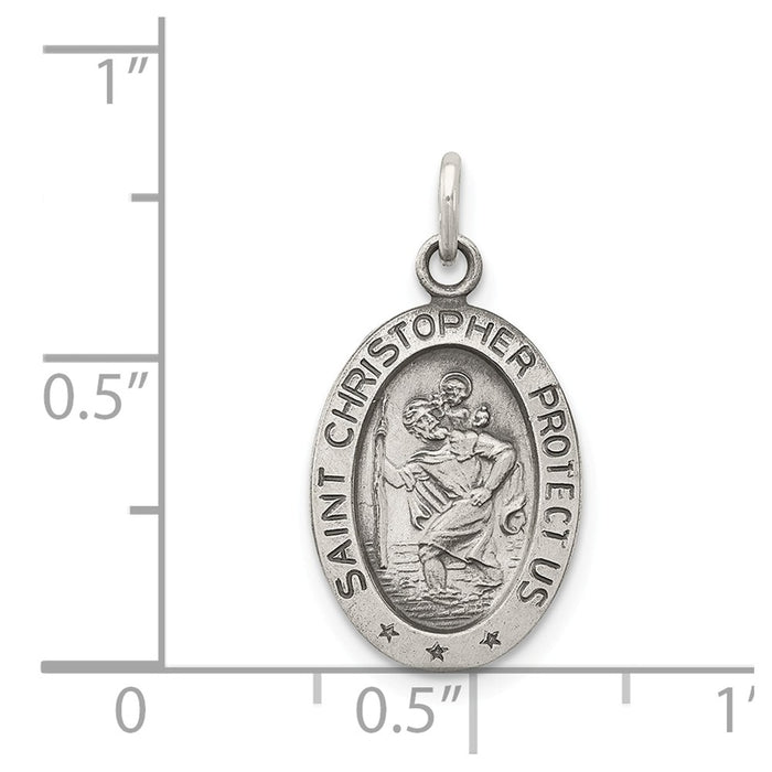 Million Charms 925 Sterling Silver Antiqued Religious Saint Christopher Medal