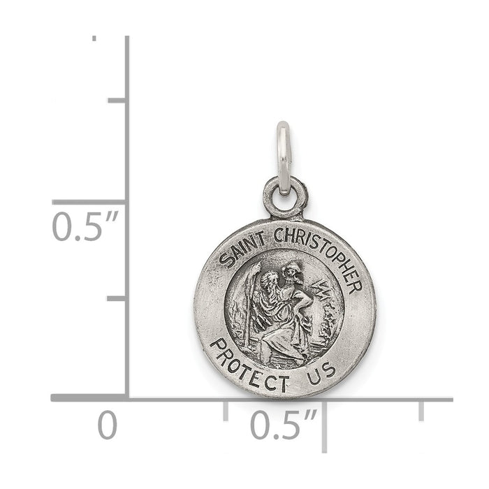 Million Charms 925 Sterling Silver Antiqued Religious Saint Christopher Medal