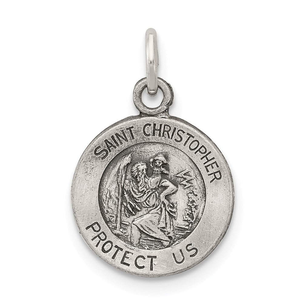 Million Charms 925 Sterling Silver Antiqued Religious Saint Christopher Medal