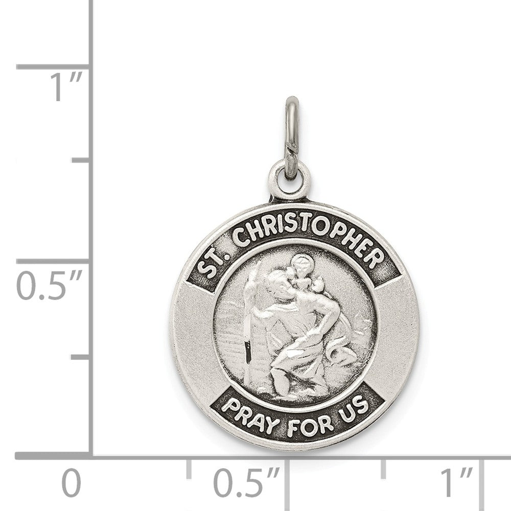 Million Charms 925 Sterling Silver Antiqued Religious Saint Christopher Medal