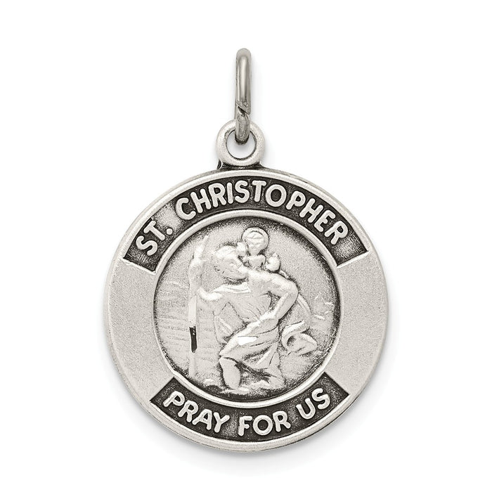 Million Charms 925 Sterling Silver Antiqued Religious Saint Christopher Medal