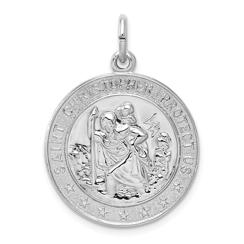Million Charms 925 Sterling Silver Rhodium-Plated Religious Saint Christopher Medal