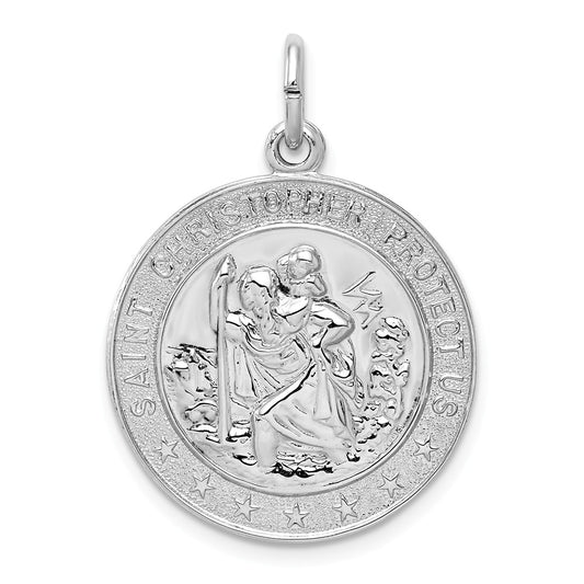Million Charms 925 Sterling Silver Rhodium-Plated Religious Saint Christopher Medal