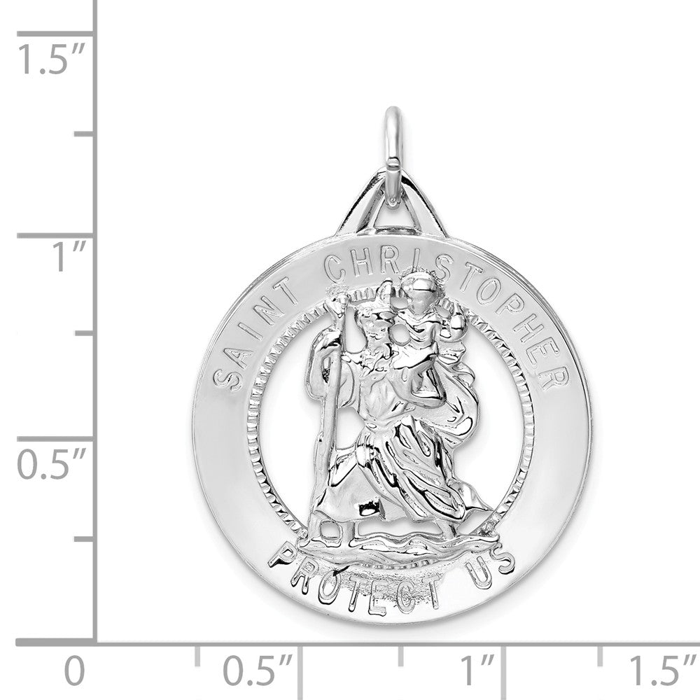 Million Charms 925 Sterling Silver Rhodium-Plated Religious Saint Christopher Medal
