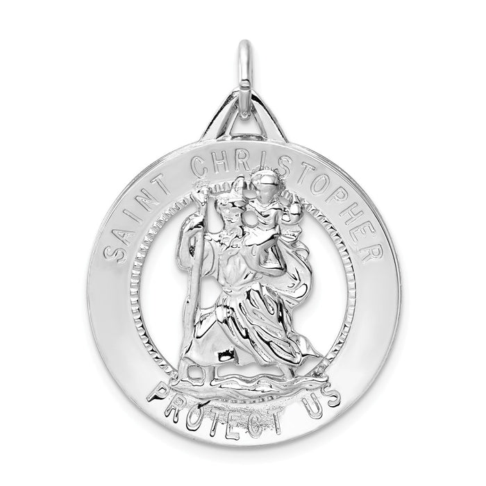 Million Charms 925 Sterling Silver Rhodium-Plated Religious Saint Christopher Medal