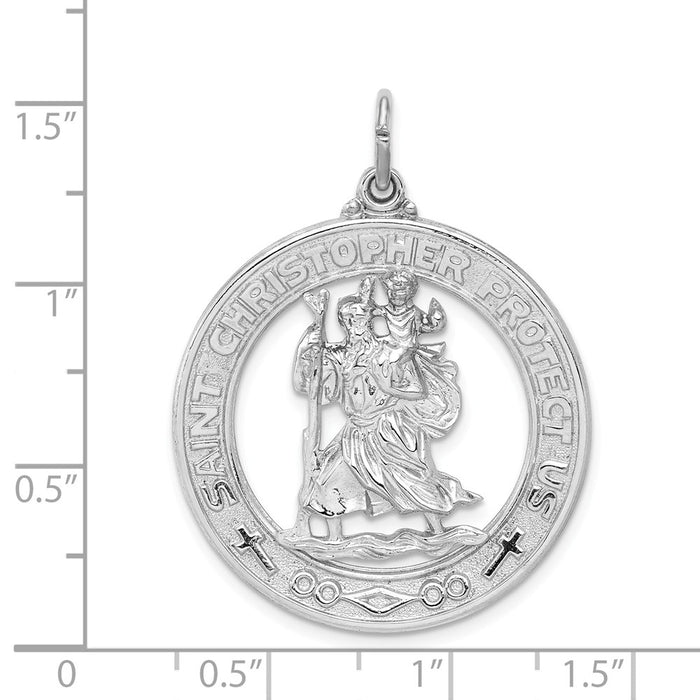 Million Charms 925 Sterling Silver Rhodium-Plated Religious Saint Christopher Medal