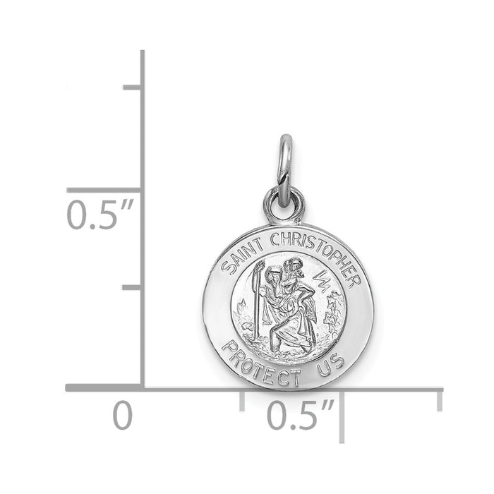 Million Charms 925 Sterling Silver Rhodium-Plated Religious Saint Christopher Medal