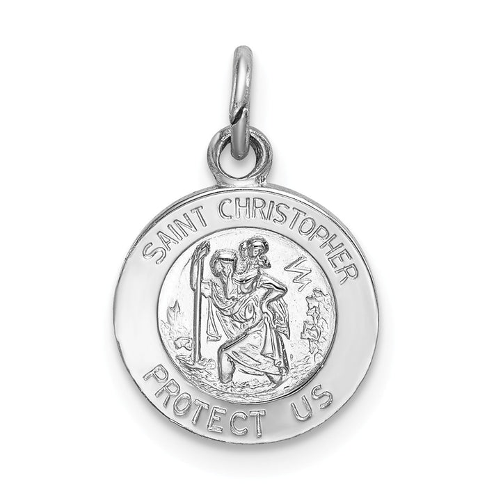 Million Charms 925 Sterling Silver Rhodium-Plated Religious Saint Christopher Medal