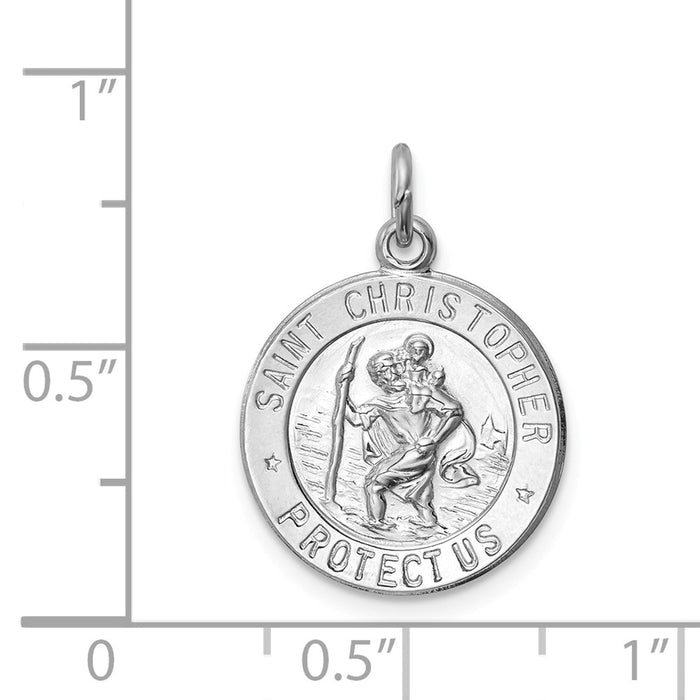 Million Charms 925 Sterling Silver Rhodium-Plated Religious Saint Christopher Medal