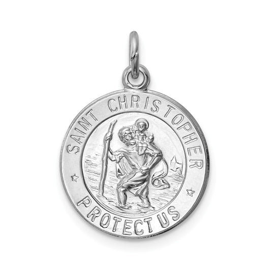 Million Charms 925 Sterling Silver Rhodium-Plated Religious Saint Christopher Medal