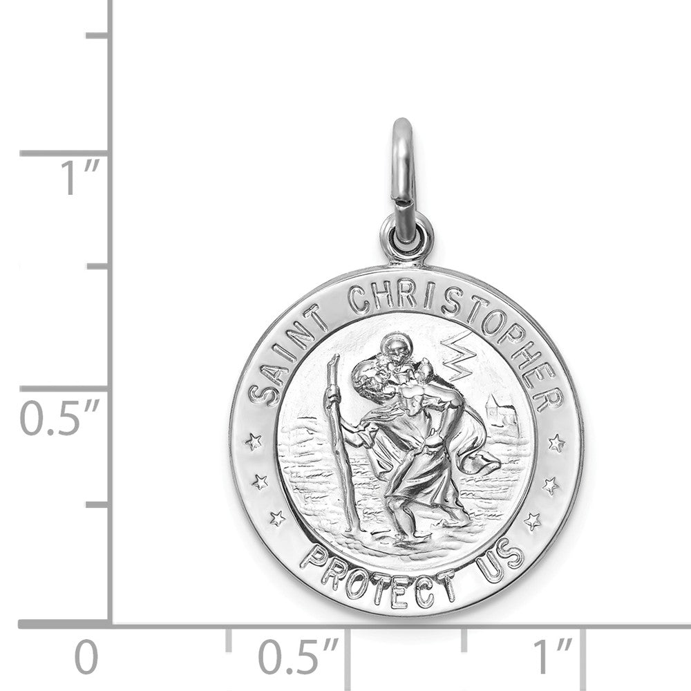 Million Charms 925 Sterling Silver Rhodium-Plated Religious Saint Christopher Medal