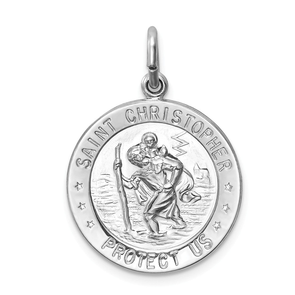 Million Charms 925 Sterling Silver Rhodium-Plated Religious Saint Christopher Medal